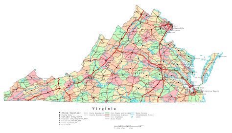 map of virginia with cities|Large Detailed Tourist Map of Virginia With Cities and .